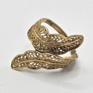 14K Yellow Gold Filigree Style Bypass Ring